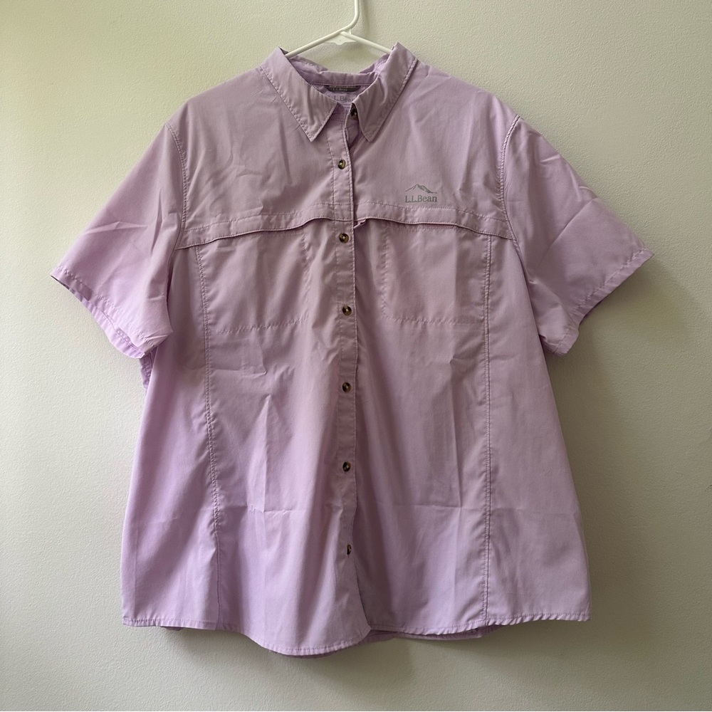 L.L. Bean Women’s Purple Tropicwear Vented Fishing Shirt 2X Plus Short Sleeve